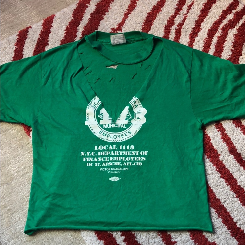 vintage green t shirt with cut out